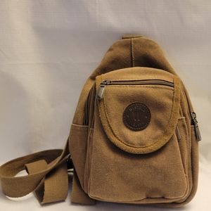 WestEnd - Brown Canvas - Crossbody Mini Backpack with Adjusting Strap